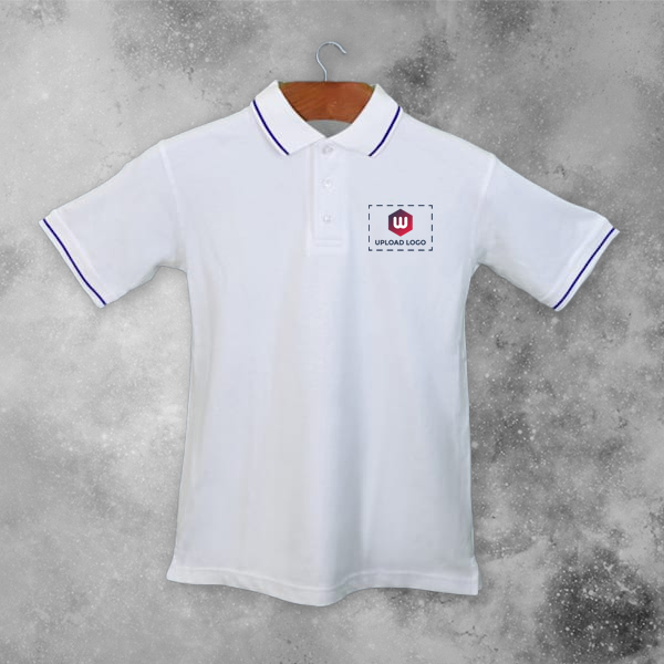 Scott Organic Cotton Polo T-Shirt for Men White with Royal Blue - Custom Logo Left Chest-3
