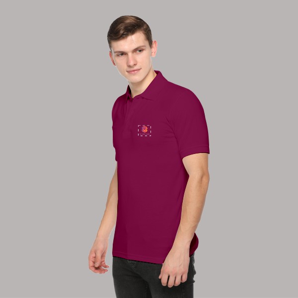 Embroidered FasTees Polo T-shirt for Men (Majenta)-2