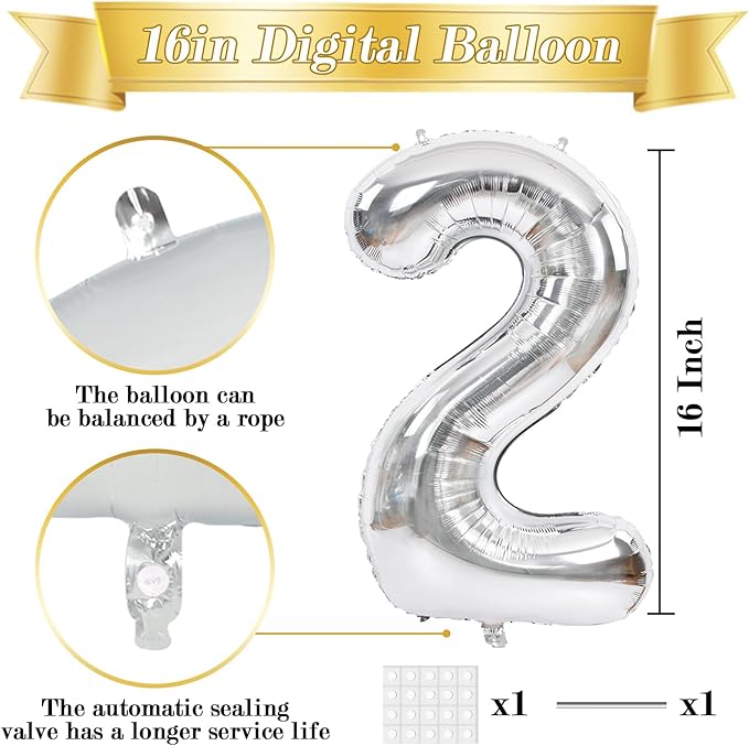 Silver Foil Number Balloons 0 to 9 Balloons Set-3