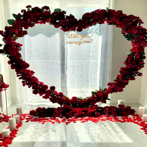 Royal Red Heart Floral Proposal Setup-3