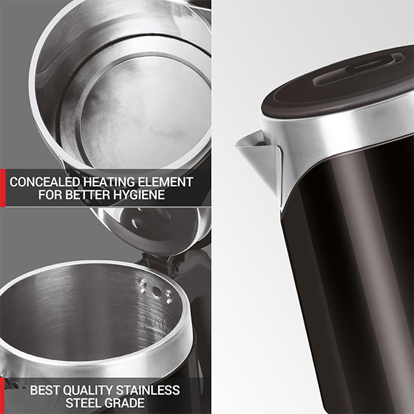 MILTON Vienna - Electric 1.8 Stainless Steel Electric Kettle, Auto Cut-off - (Black)-2