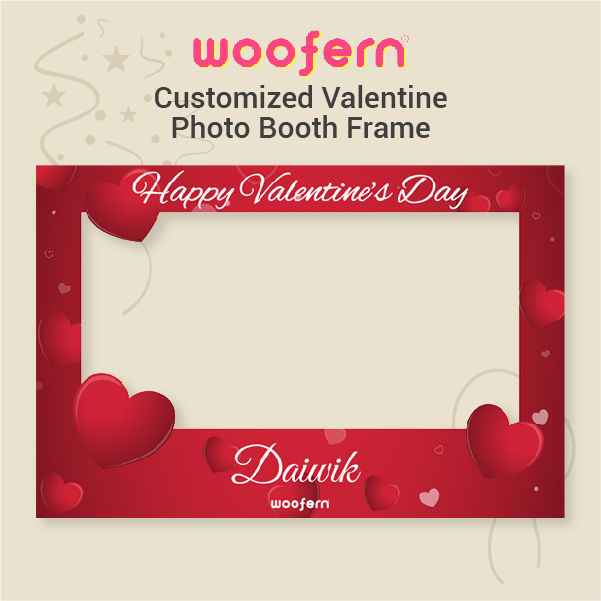 Valentine Party Selfie Photo Booth Frame with Customize Name