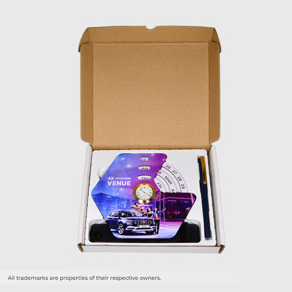 Hexa Ring Perpetual Calendar – Corporate Gift with Clock & Card Holder-3