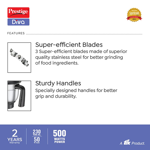 Prestige 500 Watts DIVA Mixer Grinder-2