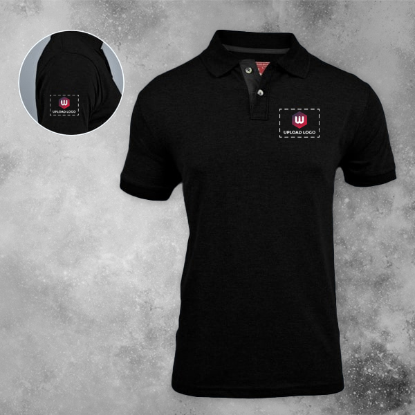 Santhome Highlander Cotton Polo T-shirt for Men Black - Custom Logo Left Chest & Right Arm