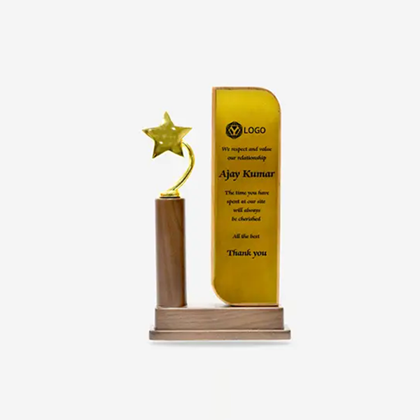 Palatial Gold Trophy - Wood and Metal Elegance-0