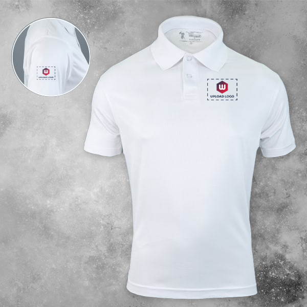 Santhome All Day Fresh Premium Sports Polo T-shirt for Men (White) - Custom Logo Left Chest & Right Arm