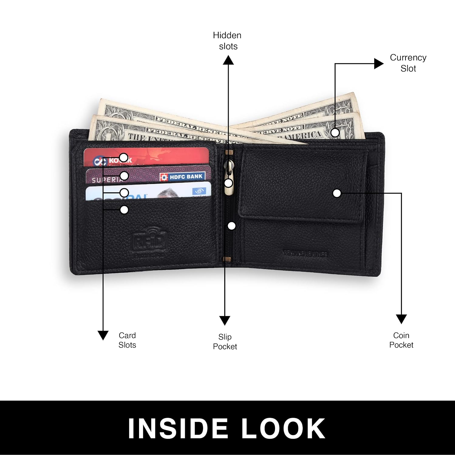 HF Men's Executive Leather Gift Set – Wallet, Keychain & Pen | Premium Corporate Gift (Beryl Black)-4