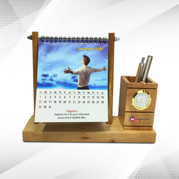 Corporate Office Table Top Analog Clock & Calendar Gift-0