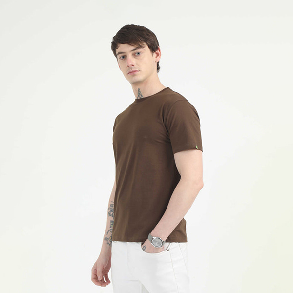 Caslay Organic Crew Neck T-Shirt (Chocolate)-1