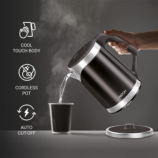 MILTON Vienna - Electric 1.8 Stainless Steel Electric Kettle, Auto Cut-off - (Black)-1