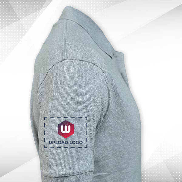 Embroidered Classic Polo T-shirt for Men Grey Melange – Custom Logo Left Chest & Right Arm-1