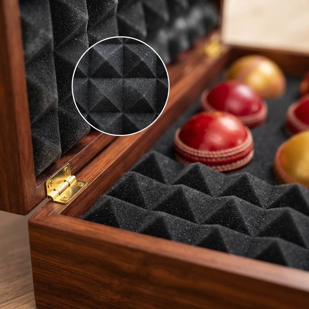 Custom Cricket Wooden Ball Box with Protective Foam-3