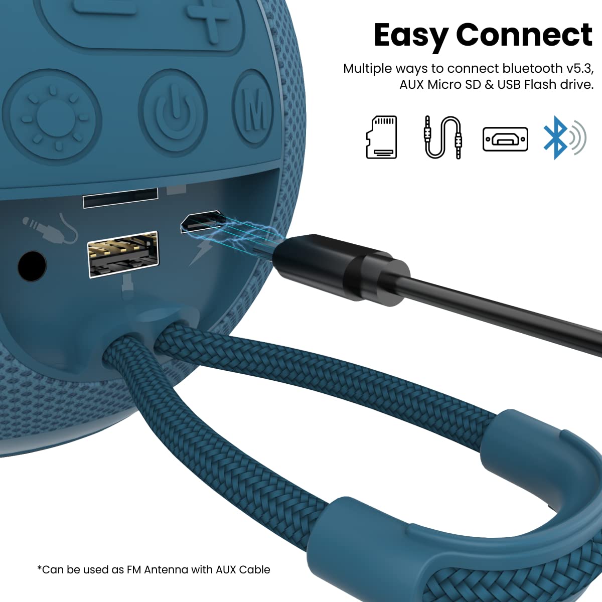 Portronics Resound 5W Bluetooth 5.3 Speaker with FM Radio, TWS Function (Blue)-5