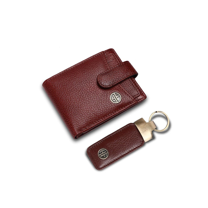 HF Premium Leather Wallet & Keychain Gift Set - (Brown)-0