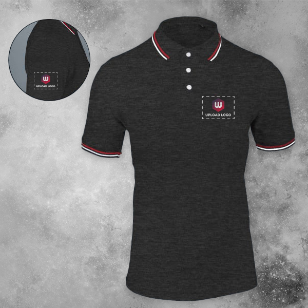 AWG Sport Giza Polo T-shirt for Men Charcoal Grey – Custom Logo Left Chest & Right Arm