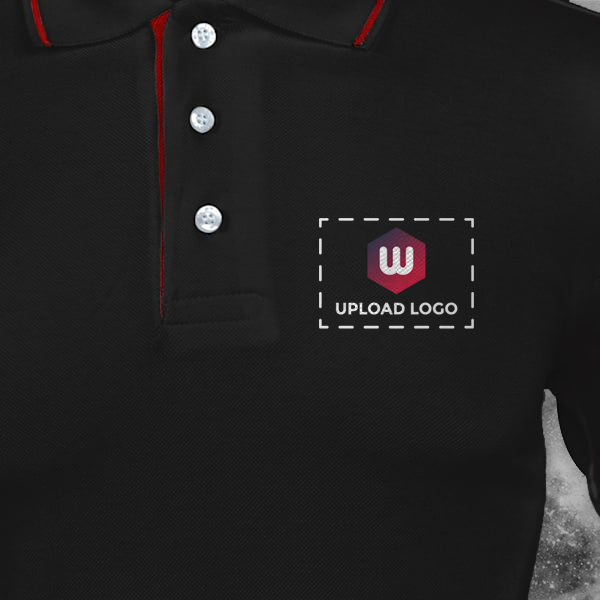 Scott Organic Cotton Polo T-Shirt for Men Black with Red - Custom Logo Left Chest & Right Arm-2