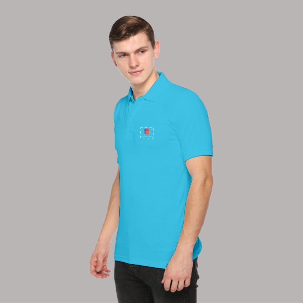 Embroidered FasTees Polo T-shirt for Men (Aqua Blue)-2