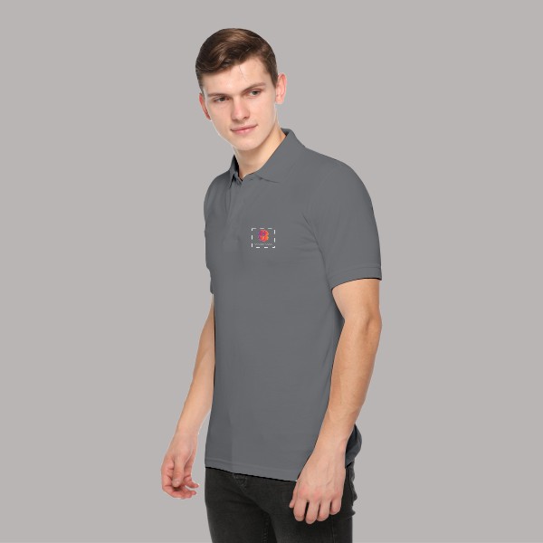Embroidered FasTees Polo T-shirt for Men (Solid Grey)-2
