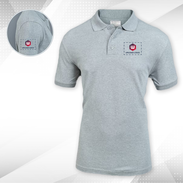 Embroidered Classic Polo T-shirt for Men Grey Melange – Custom Logo Left Chest & Right Arm