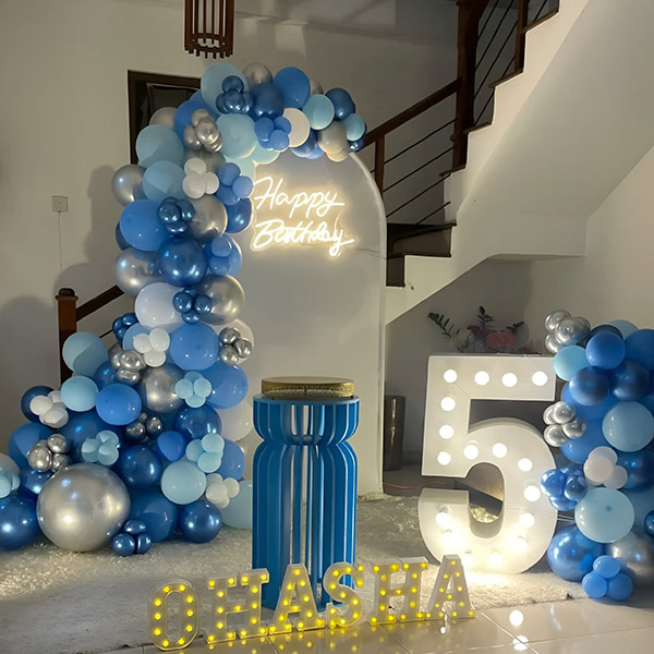 Enchanting Blue & Silver 5th Birthday Balloon Arch-1