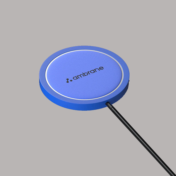 Ambrane AeroSync 15 Watt Fast Charging Wireless Pad, Compatible with Wireless Charging Enabled Devices (blue)