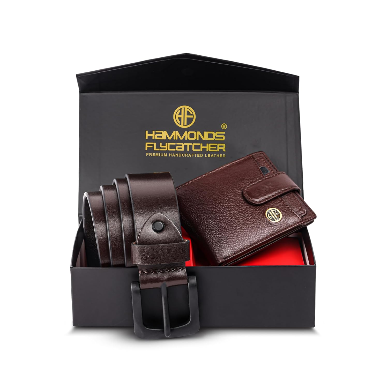 HF Premium Men's Leather Gift Set - Wallet & Belt Combo (Coffee Brown)