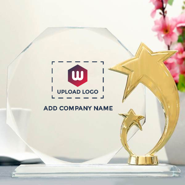 Crystal Trophy with Fiber Work - Customized with Logo & Company Name-1