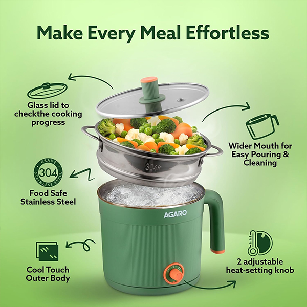 AGARO Regency Multi-Cook Kettle – 1.2L, 600W-3
