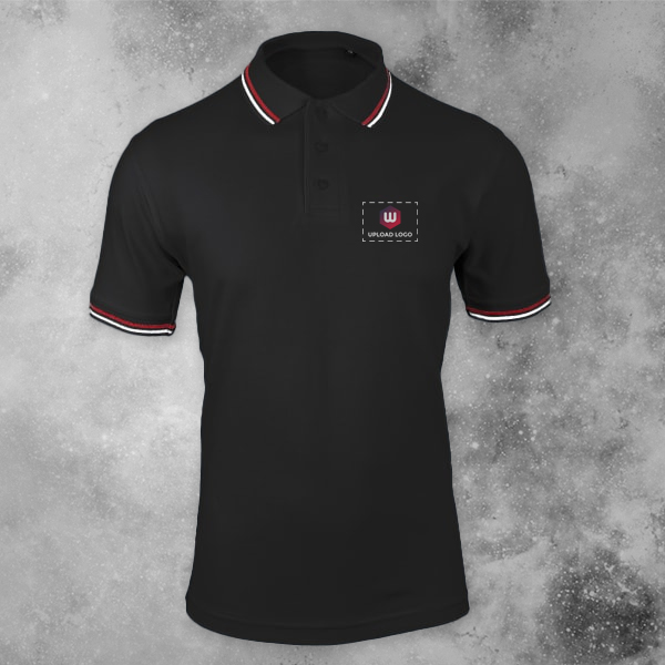 AWG Sport Giza Black Polo T-Shirt for Men – Custom Logo Left Chest