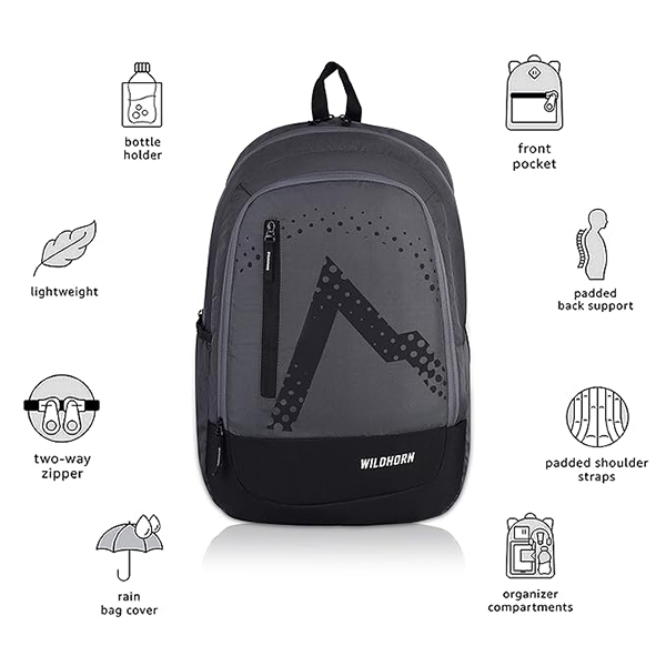 WILDHORN Premium Laptop Backpack (Grey)-3