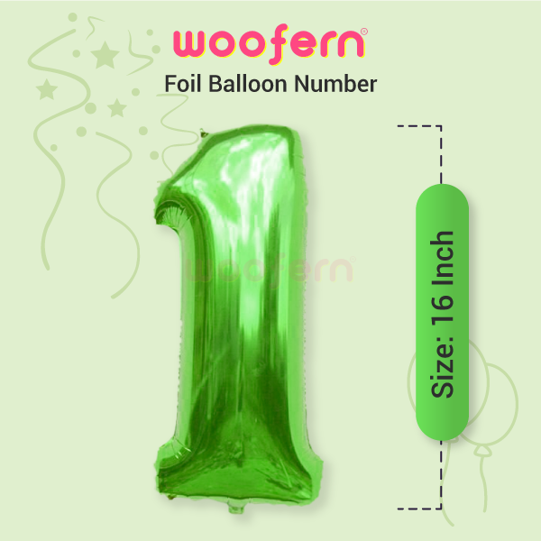 Foil Balloon Number 1 Green 16 inch-2