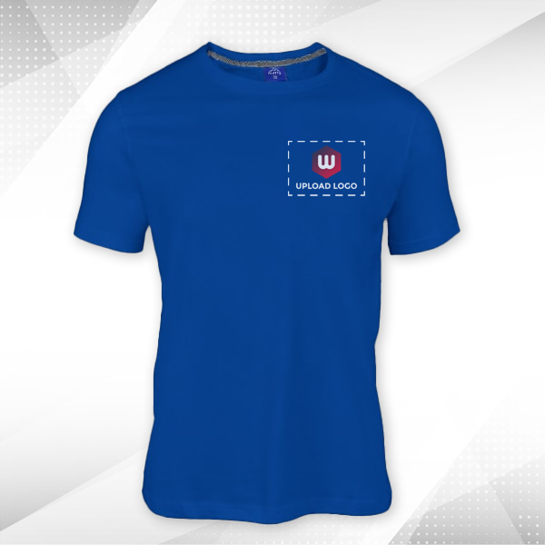 Ruffty Crew Neck Cotton T-shirt for Men Royal Blue - Custom Logo Left Chest