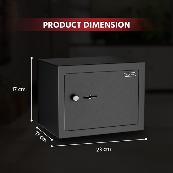 Lifelong Home Safe Locker with Key for Home, 8.6 Litre Capacity, 3 Live Bolts, 5mm Sturdy Metal Door (LLHSM01, Black)-3