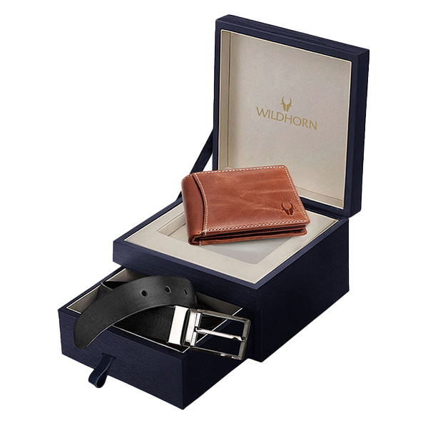 WILDHORN NOGALES Leather Wallet & Belt Gift Set (Tan Crunch 1)