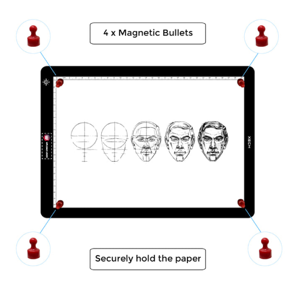 XECH  X-Board Magnetic - LED Drawing Pad A4 Size with Adjustable Brightness & in-Built Scale Drawing Pad-5