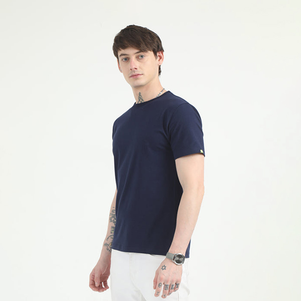 Caslay Organic Crew Neck T-Shirt (Navy Blue)-1