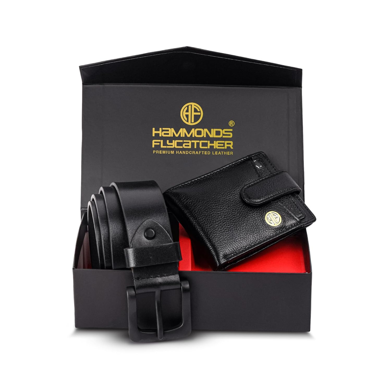 HF Premium Men's Leather Gift Set - Wallet & Belt Combo (Midnight Black)