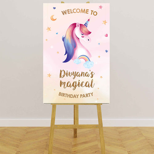 Unicorn Birthday party Welcome Board
