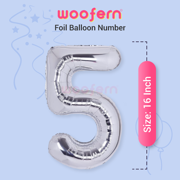 Number 5 Silver Foil Balloon 16 inch-2