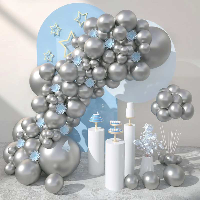 Silver Chrome Balloons Party Decoration for Girls & Boys-( Pack of 30 pc)