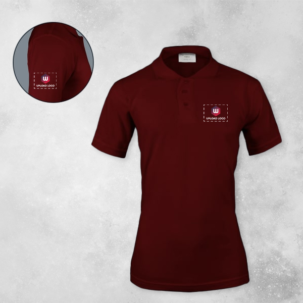 Embroidered Classic Polo T-shirt for Women Maroon – Custom Logo Left Chest & Right Arm