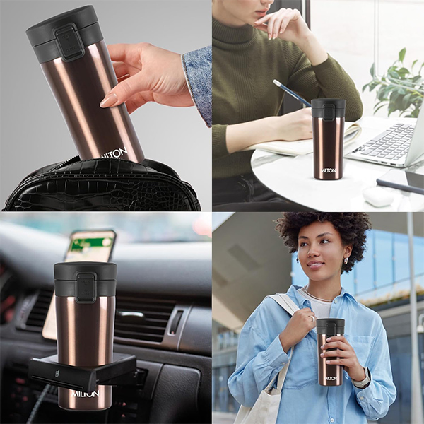 MILTON Coffee Mug Thermosteel Hot or Cold Insulated Flask - Coffee | Leak Proof | Rust Proof | Tea Mug -  400 ml-1