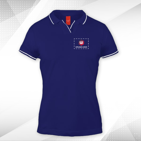 Scott Organic Cotton Polo T-Shirt for Women Navy Blue with White - Custom Logo