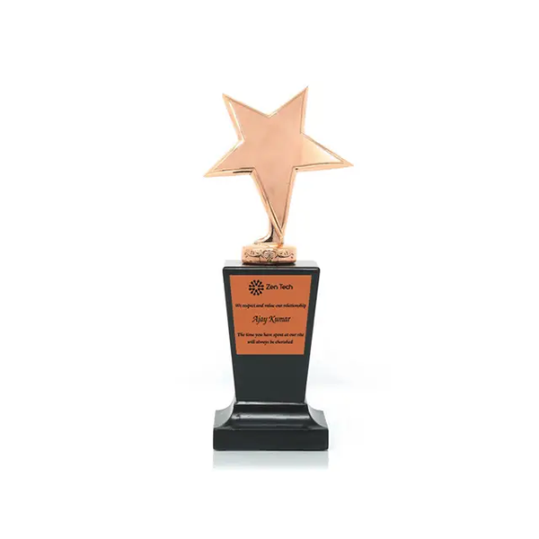Rossette Tall Bronze Trophy on Vintage Wooden Base