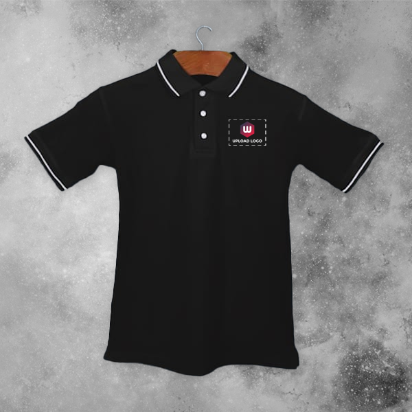 Highline Polo T-shirt for Men Black with White – Custom Logo Left Chest & Right Arm-3