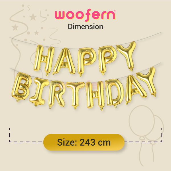 Happy Birthday 13 Pcs Letters Set Foil Balloon (Gold)-2