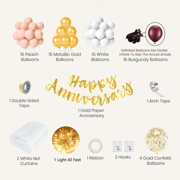 Beautiful Burgundy and Peach Anniversary Decoration Kits-2
