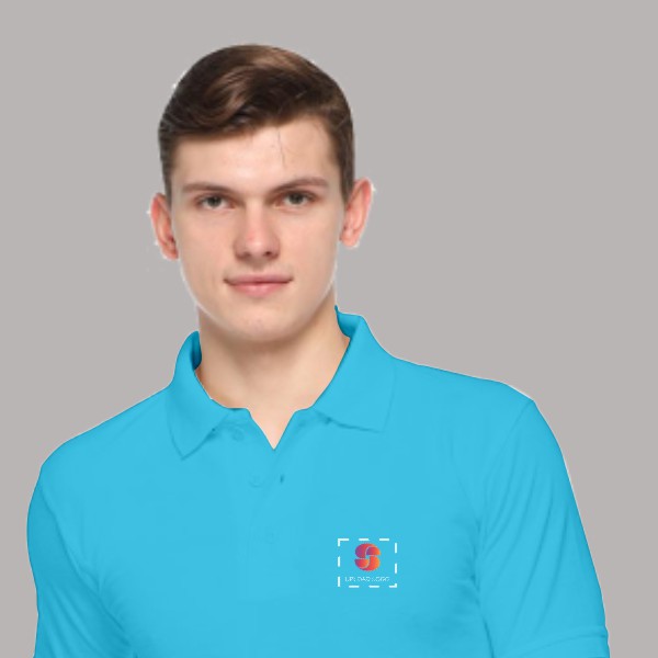 Embroidered FasTees Polo T-shirt for Men (Aqua Blue)-1
