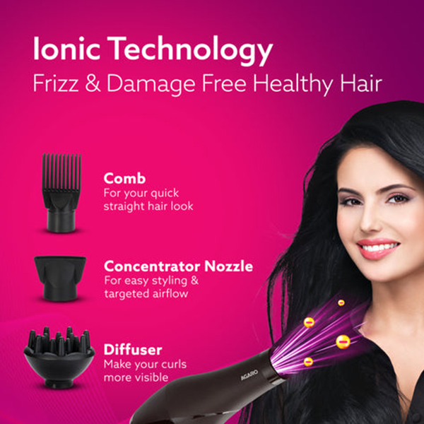 AGARO HD-1120 Professional Hair Dryer with Comb  2000W AC-1